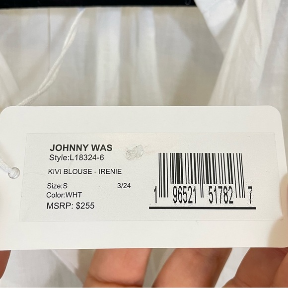 Johnny Was‎ JADE Kivi Blouse White Cotton Embroidered Long Sleeve Small NWT - Picture 5 of 14